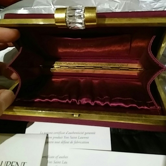AUTHENTIC - YSL Y Mail Satin Evening Clutch - Picture 6 of 6