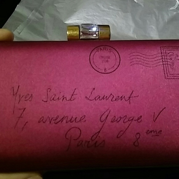 AUTHENTIC - YSL Y Mail Satin Evening Clutch - Picture 2 of 6