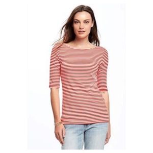 OLD NAVY red and white striped ballet-back tee