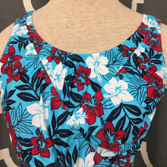 New-2pc turquoise print tankini nursing swimsuit - Picture 3 of 4