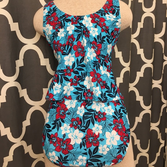 New-2pc turquoise print tankini nursing swimsuit - Picture 4 of 4