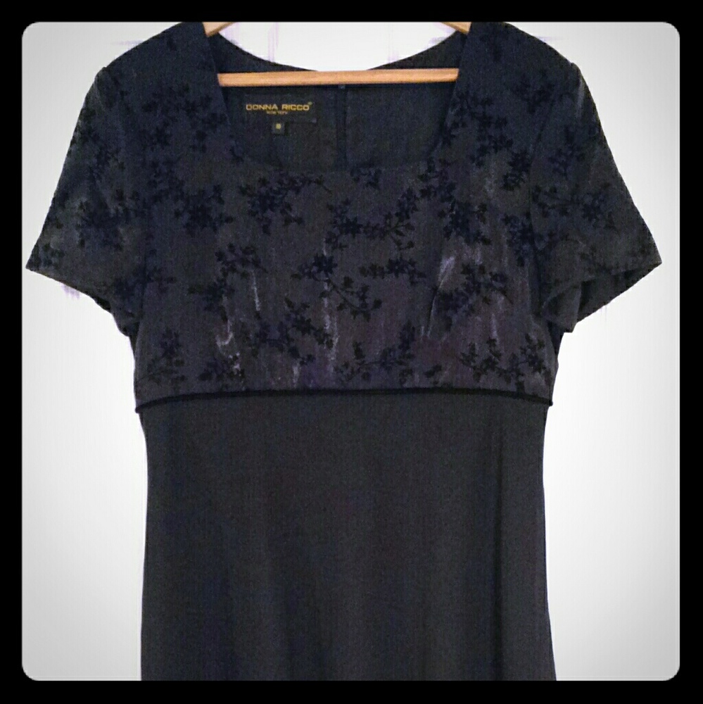 Donna Ricco Black Empire Cocktail Event Dress