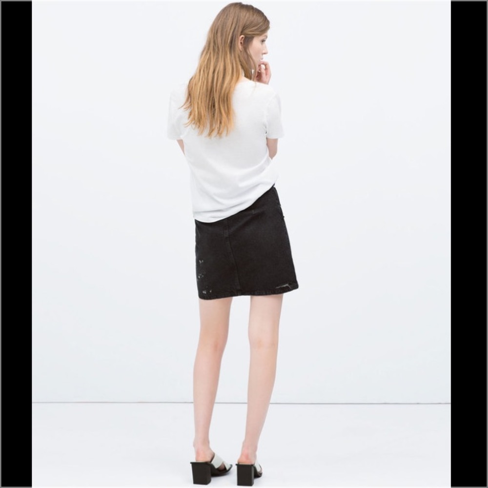 Denim High Waist Destroyed Bleached Pencil Skirt 6 - Picture 4 of 5