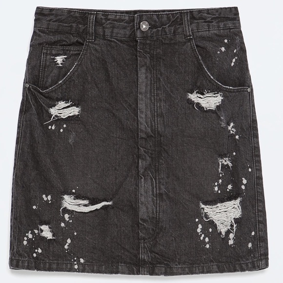 Denim High Waist Destroyed Bleached Pencil Skirt 6 - Picture 3 of 5