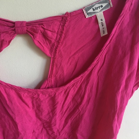 Pacsun Kirra Pink Bow Back Short Sleeve Crop Top - Picture 3 of 4