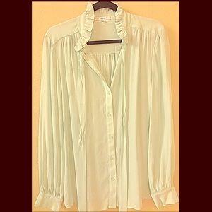 NWOT Ro & De light mint button long sleeve blouse