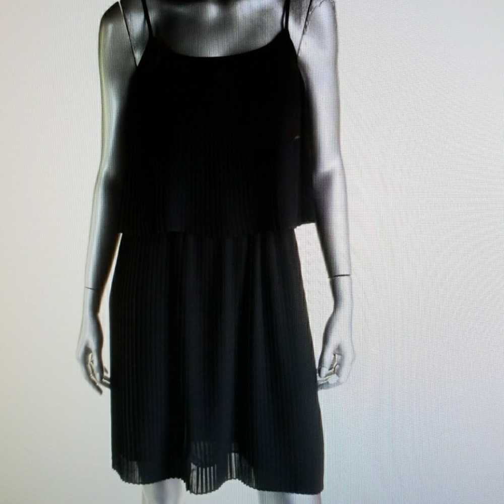 NWT Pleated black chiffon dress
