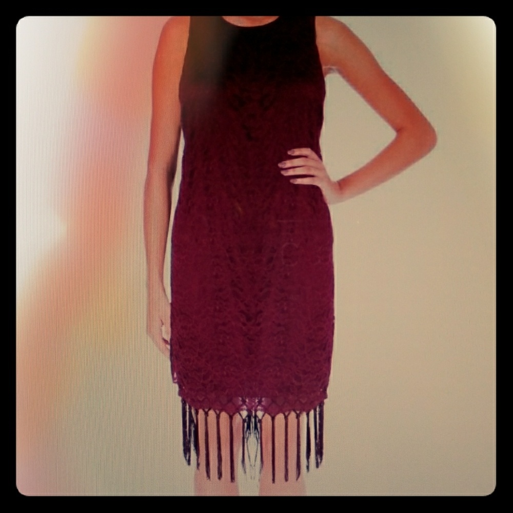 NWT Wine/Red Lace Fringe Cocktail dress