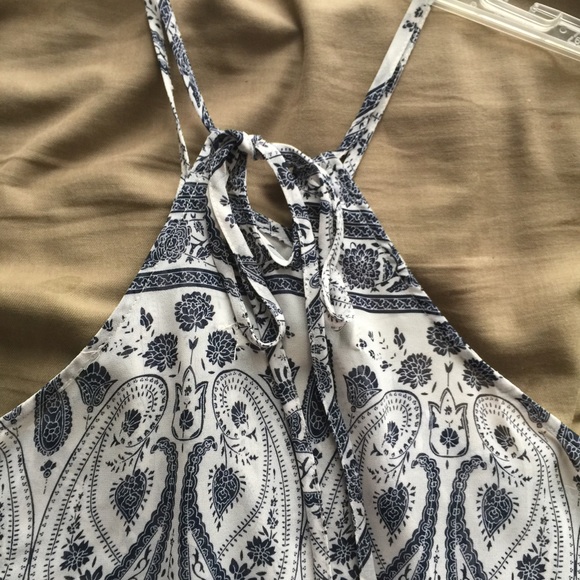 Paisley Crochet Halter Handkerchief Boho Crop Top - Picture 6 of 9