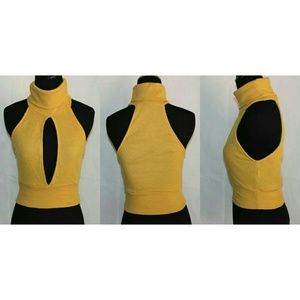Gold Turtleneck Crop Top