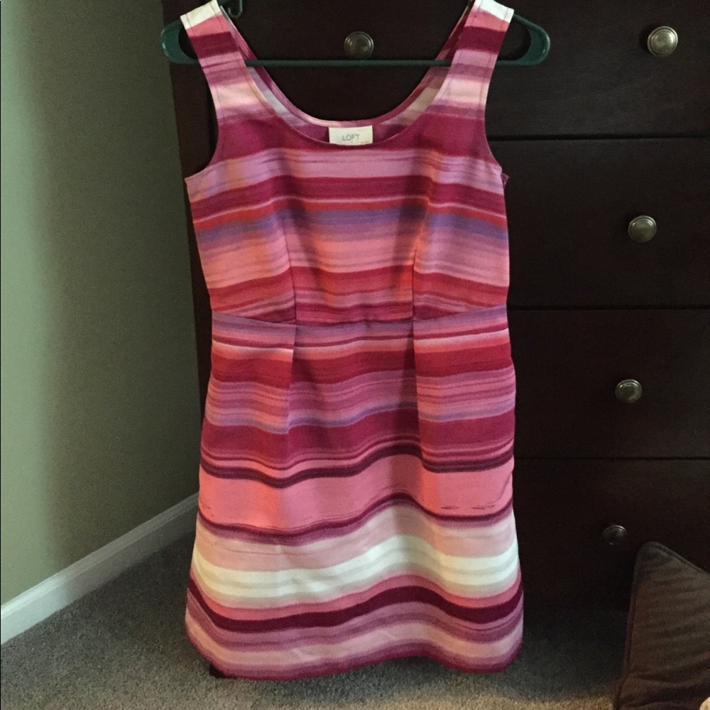 loft pink striped dress