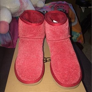Ugg mini red sparkle boots