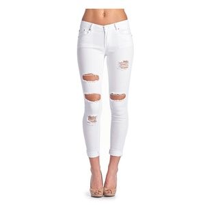 White Blue Age heavy distressed skinnys