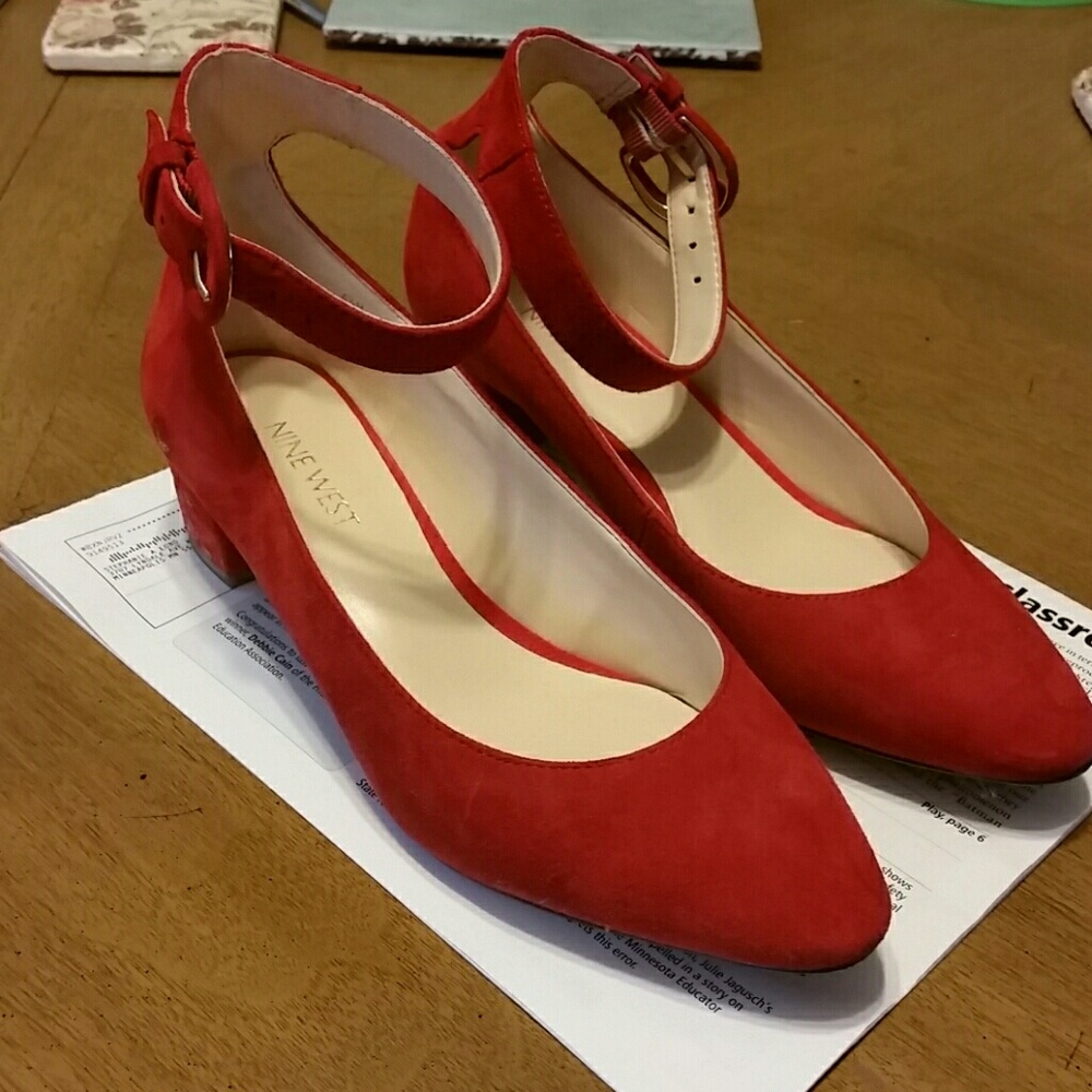 Red suede Nine West shoes