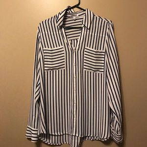 Stripe chiffon button up blouse