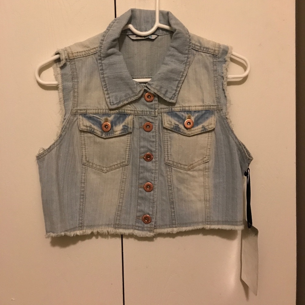 Cropped jean vest