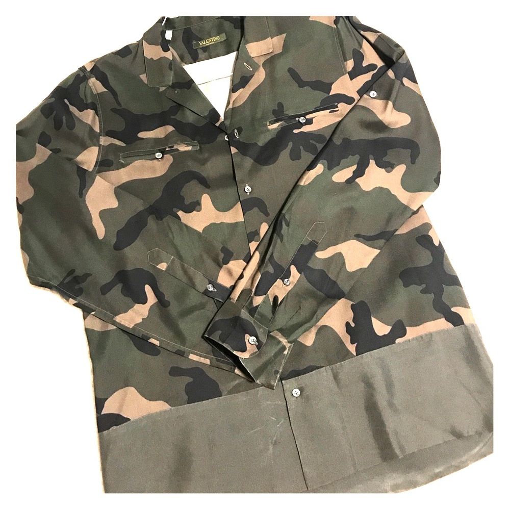 Valentino camo button down