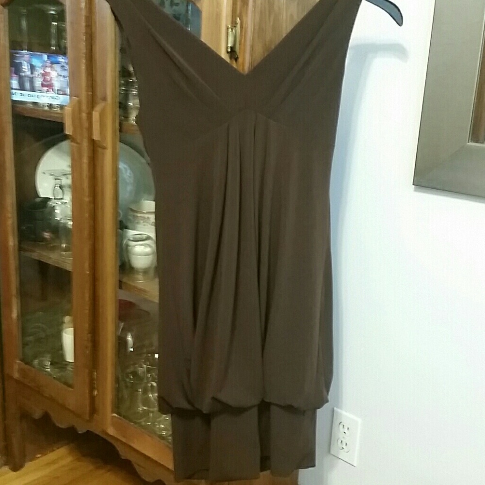Brown Eliza J v-neck dress w/scoop back