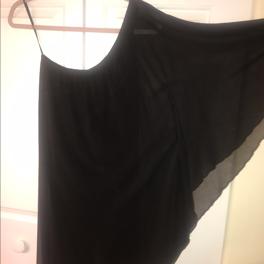 One shoulder black chiffon dress
