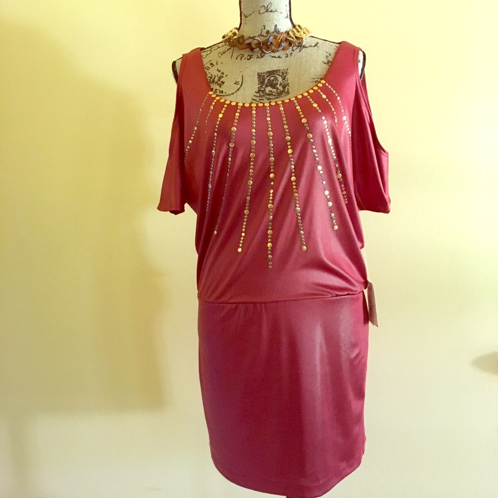 NWT - Red Rust Gold color dress