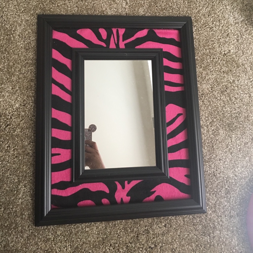 Pink Zebra Print Mirror
