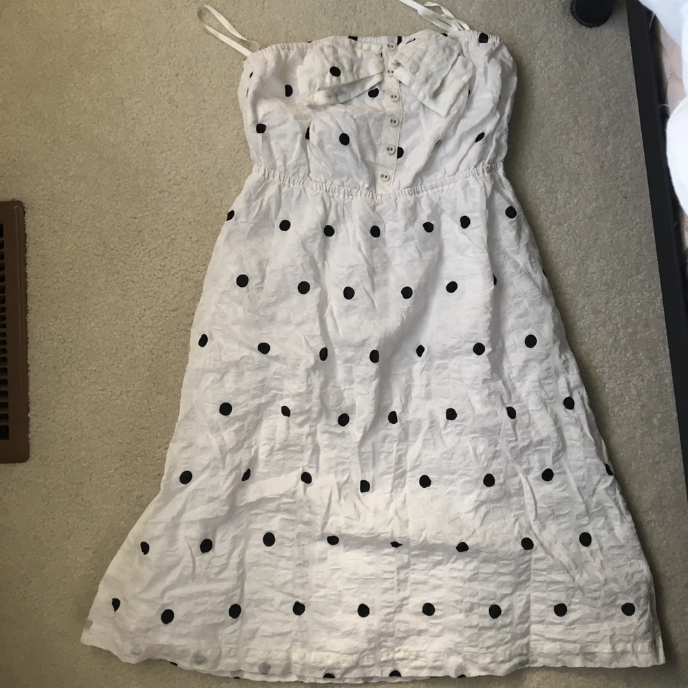 White polka dot strapless sundress