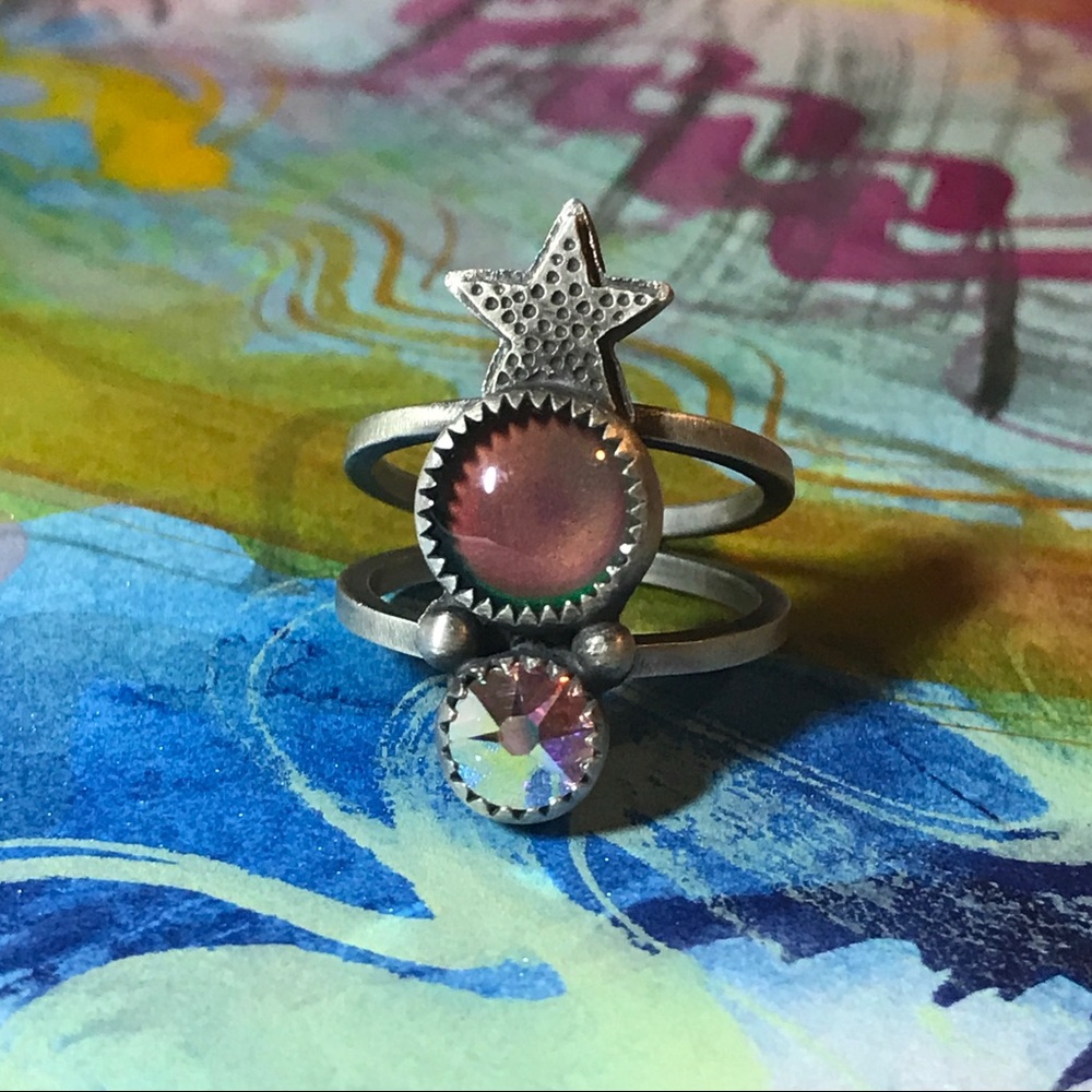 Swarovski Crystal, Mood Stone in Sterling silver - Picture 4 of 5