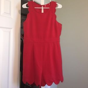 Red Scalloped Romper