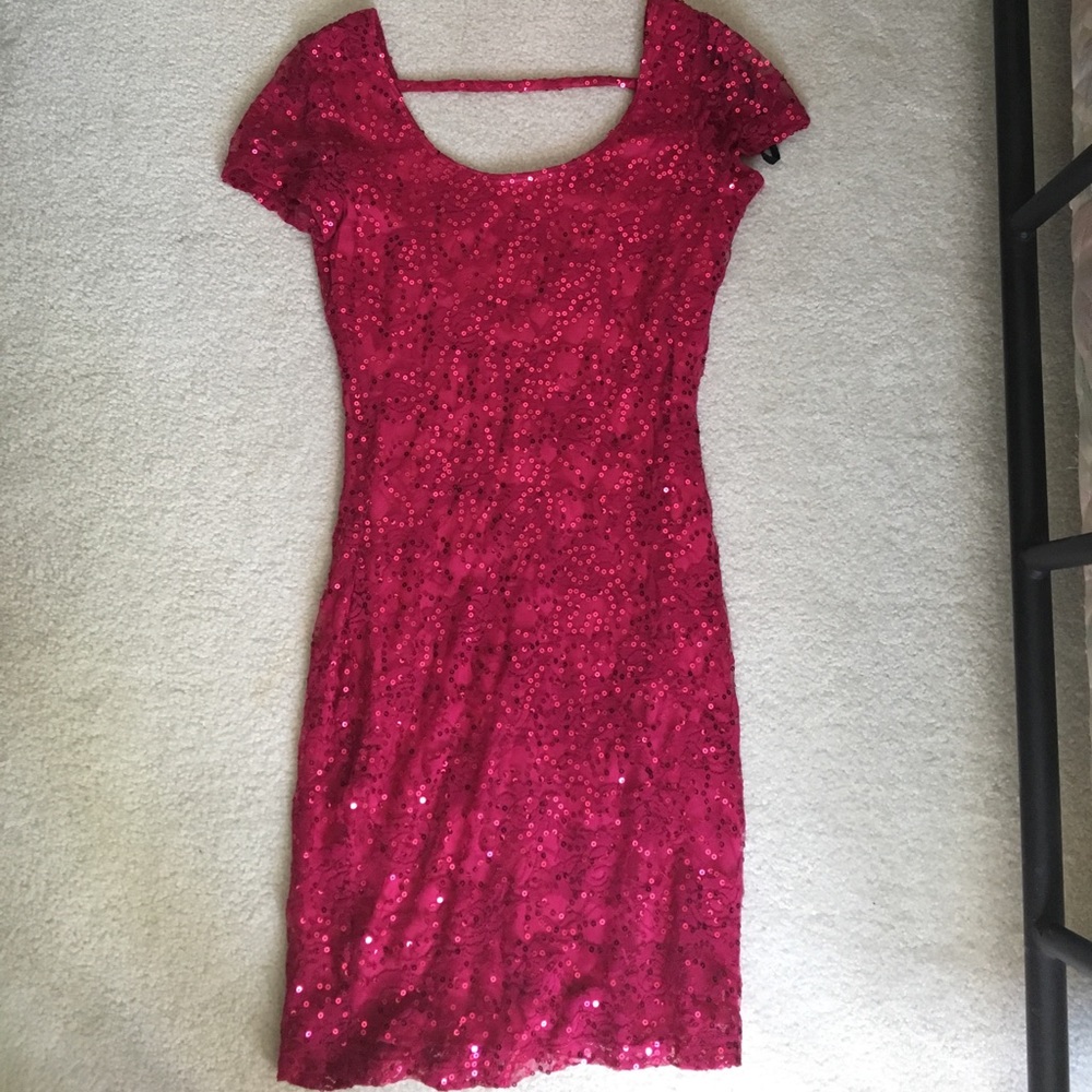 Pink sequin tight going out dress