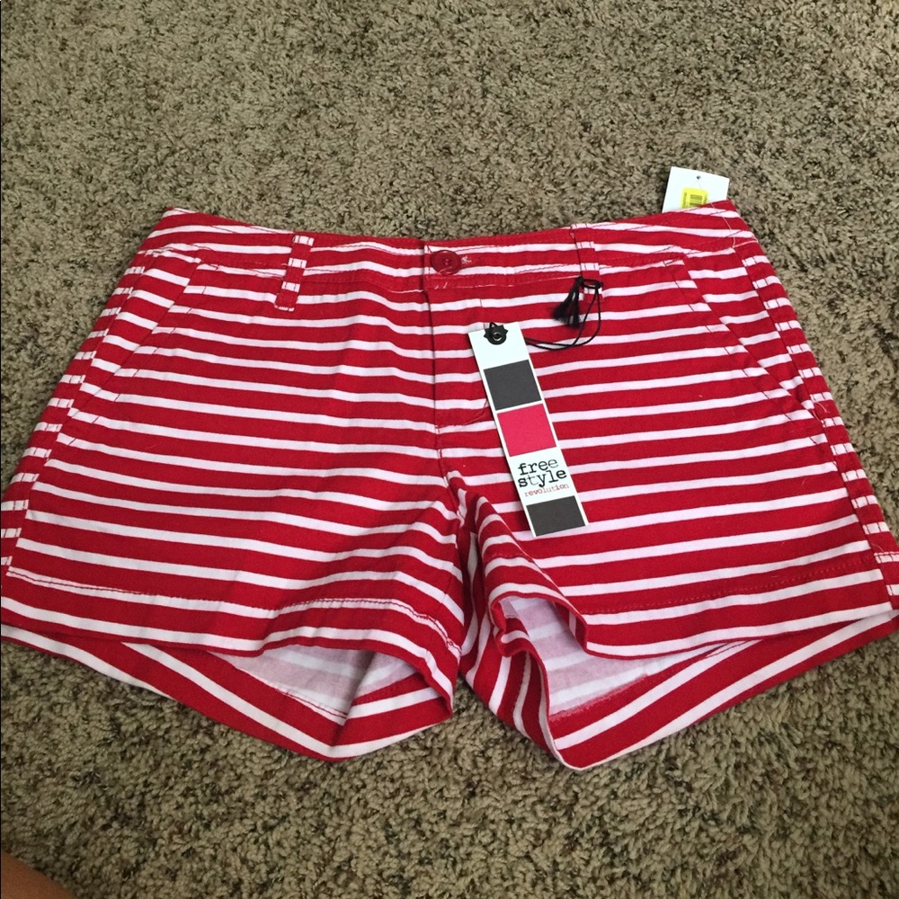 Red and white stripped shorts