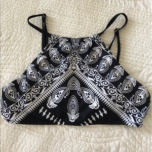 Black and white bikini top- high neck