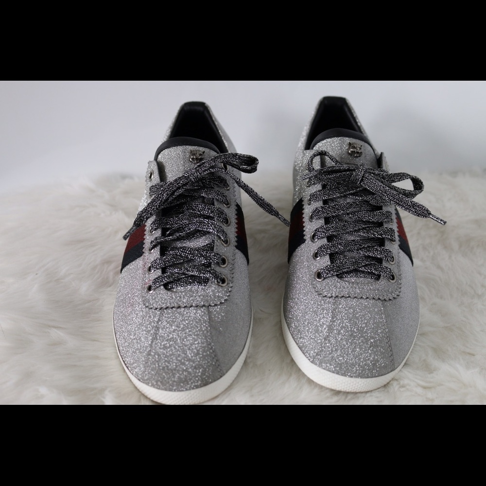 Gucci Glitter Web Sneaker Studs 414684 KW040 8162
