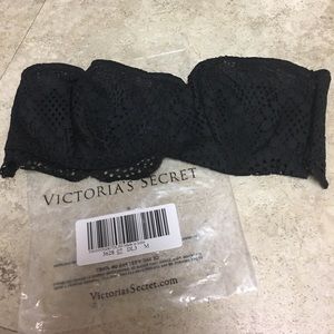 Victoria's Secret black lace bandeau bralette. NWT
