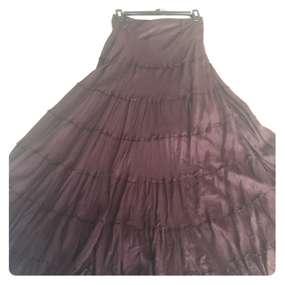 Ruffle a-line boho maxi skirt