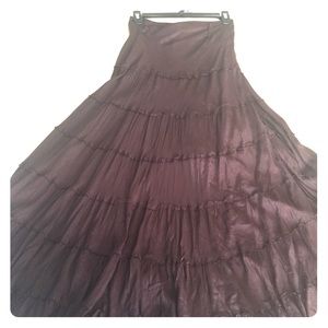 Ruffle a-line boho maxi skirt