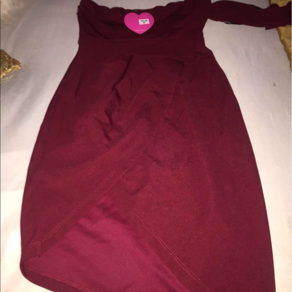 Wine color strapless dress