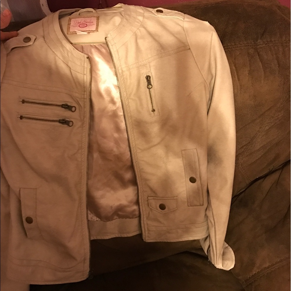 Taupe faux leather jacket