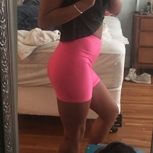 Neon pink American apparel biker shorts