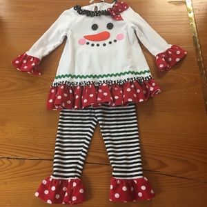 Snowman top and pants outfit