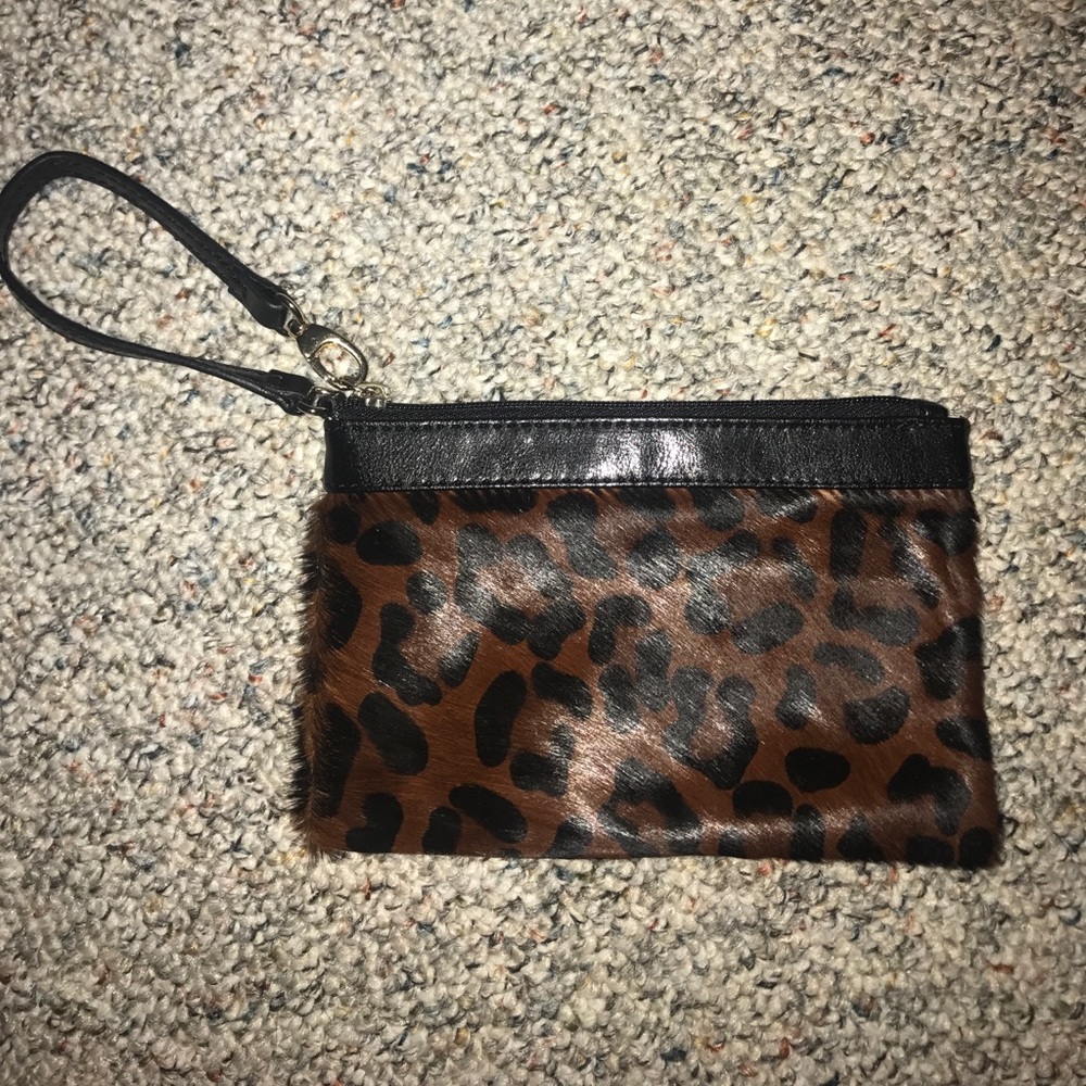 Aqua Madonna Hair on Cow Hide Wristlet