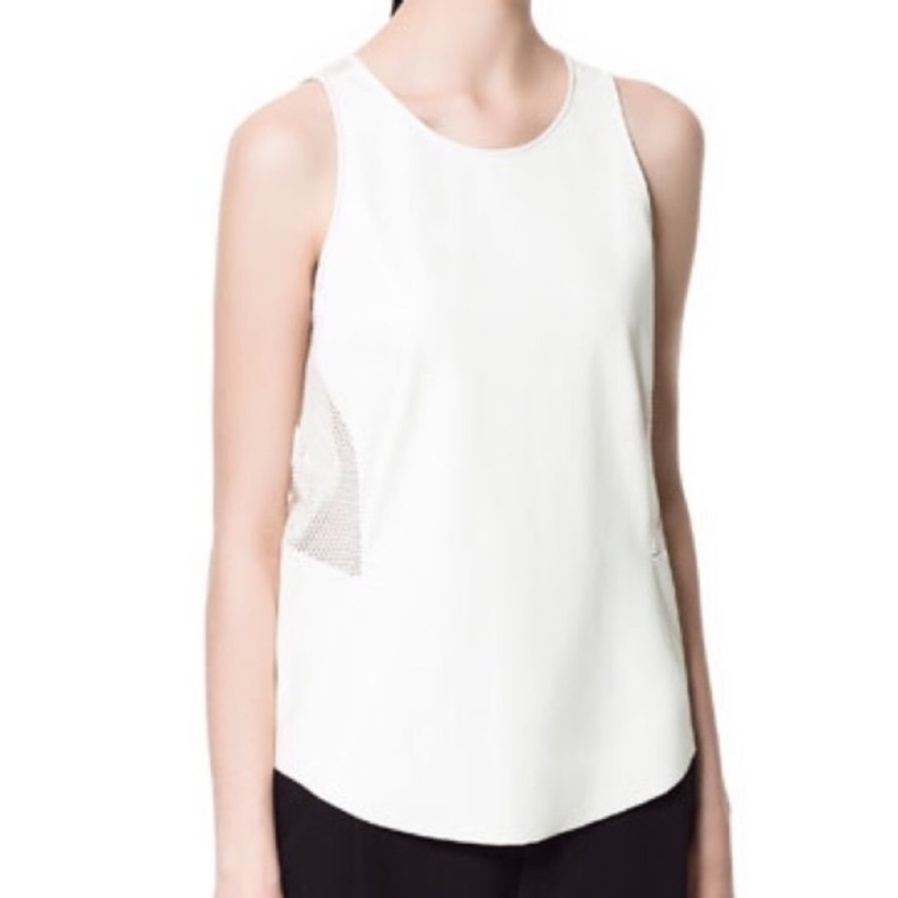 Zara white faux leather top size xs