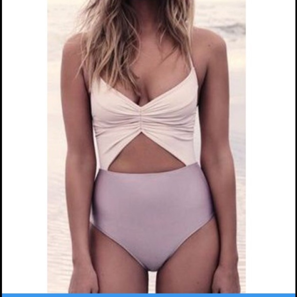 Color Block Ruched Cut out one piece