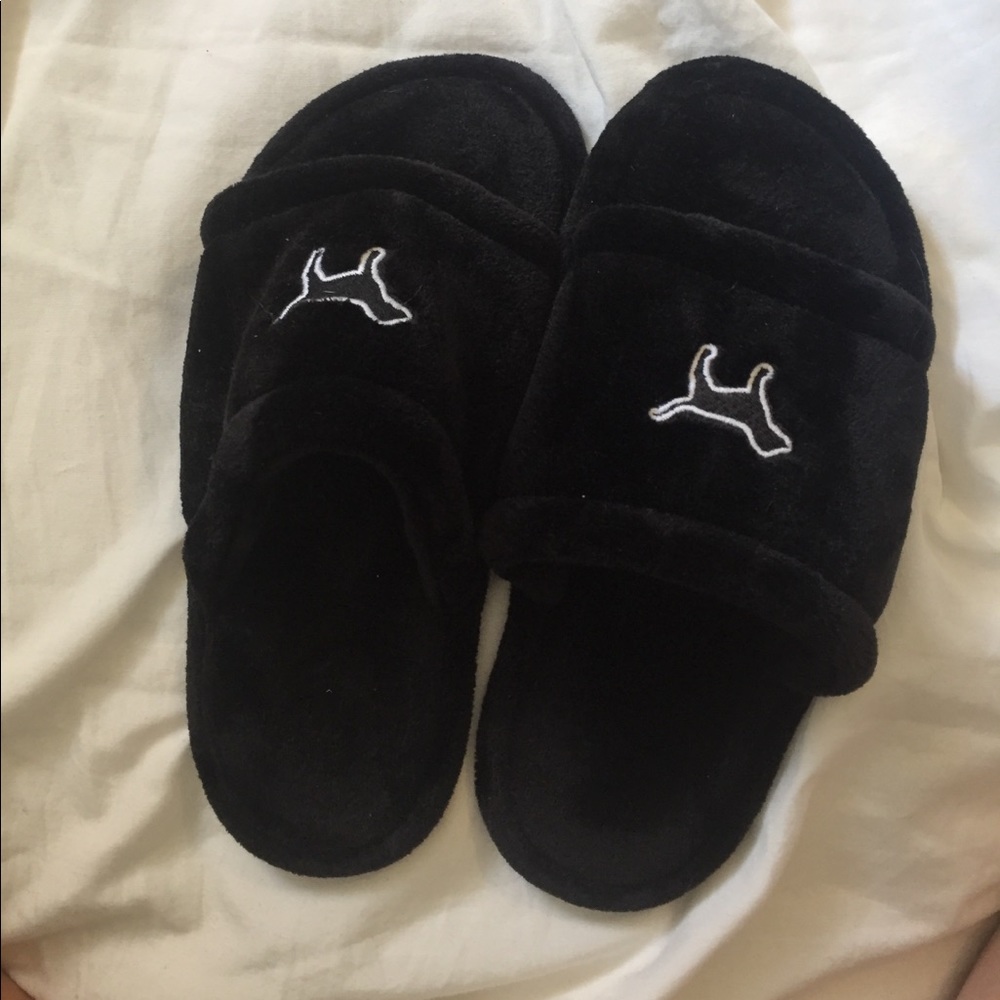 pink black slippers