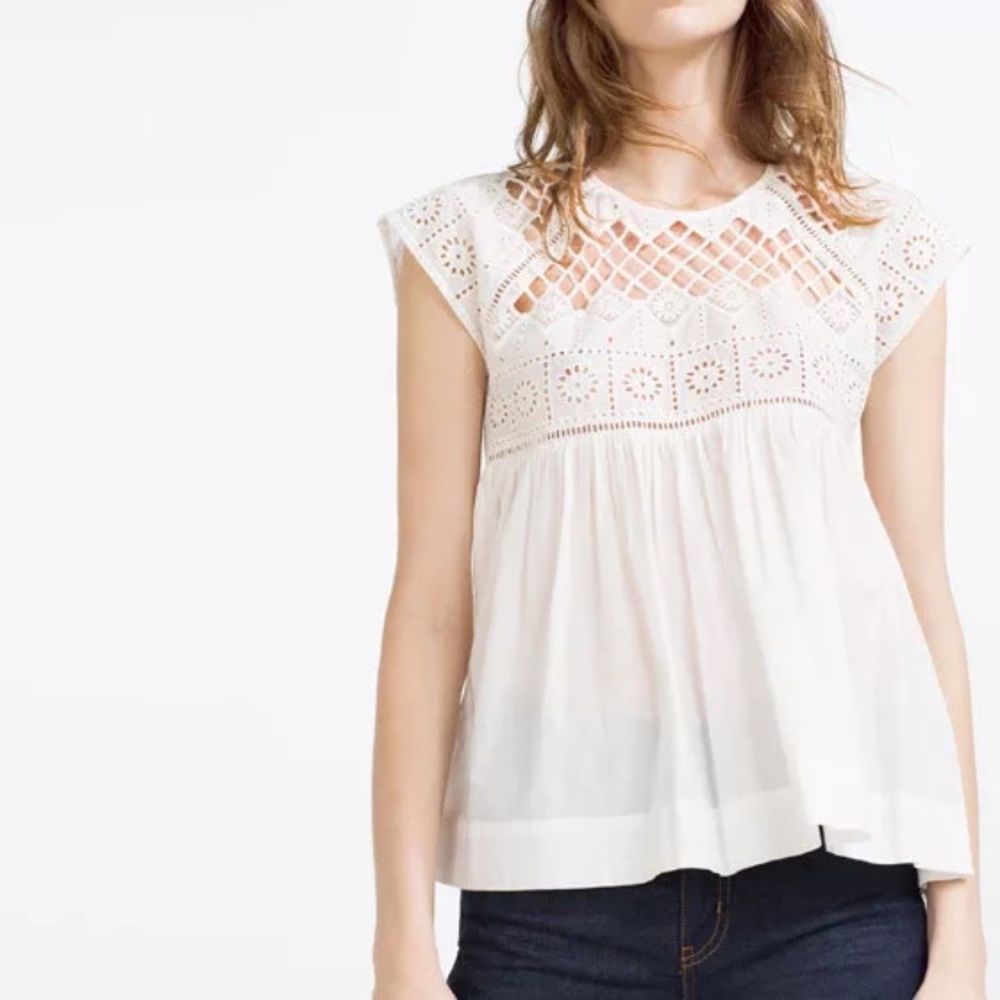 Zara white eyelet top size xs