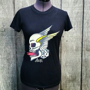 SALE Sailor Jerry Skull Tattoo Rockabilly Shirt M