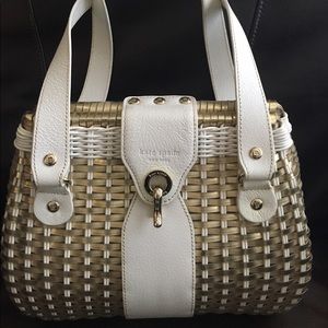 Kate Spade Metallic Gold and White Woven Bag