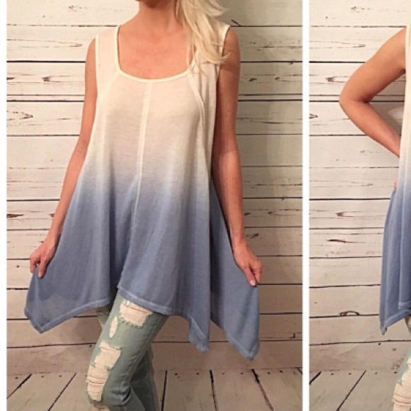 Boutique sleeveless sharkbite hacci ombré tunic! - Picture 2 of 6