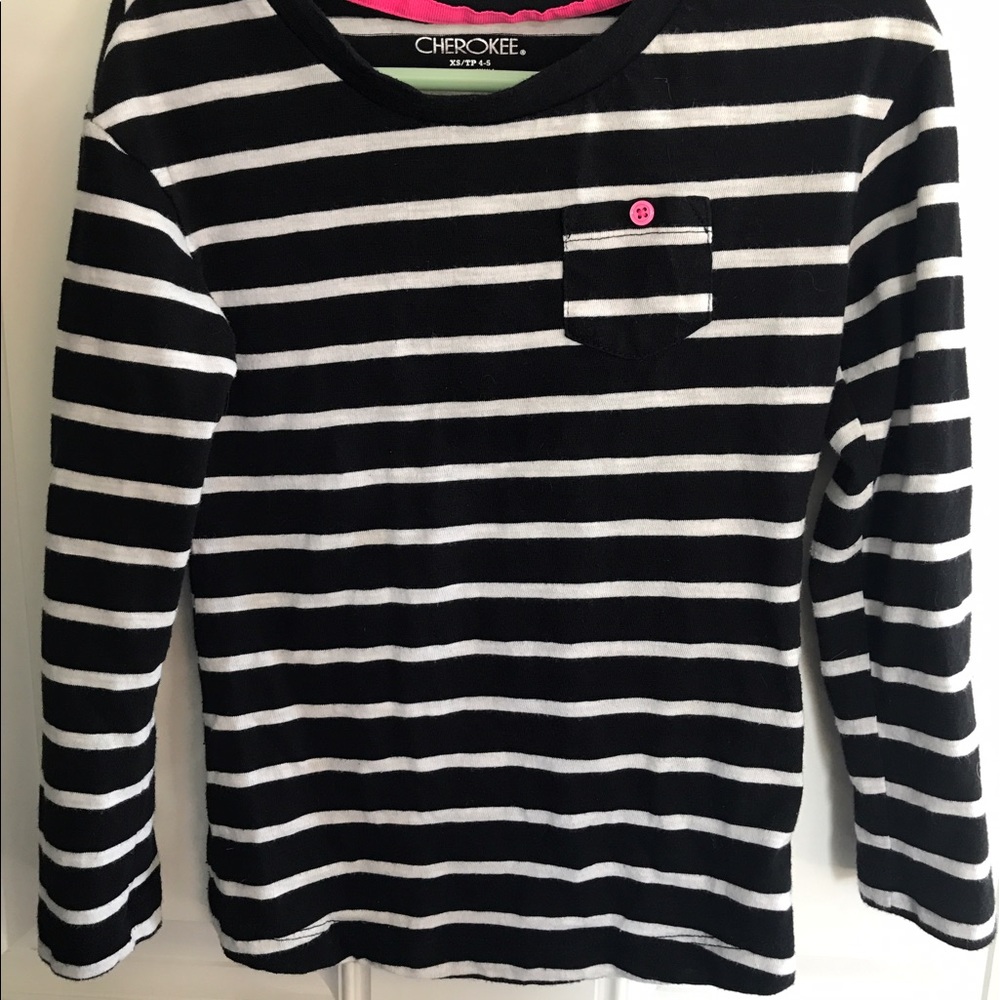 Girls black and white stripes 4-5 long sleeve