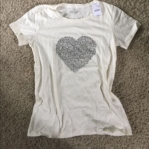 NWT J. Crew Small Cream Heart Tee