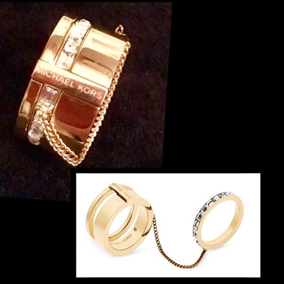MICHAEL KORS •Brilliance Baguette 2in1 Barrel Ring - Picture 3 of 8